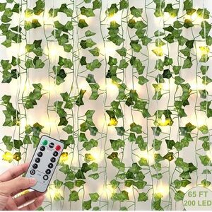 84Ft 12 Pcs Artificial Ivy Garland Vines w/ 65ft 200 LED String Lights & Remote